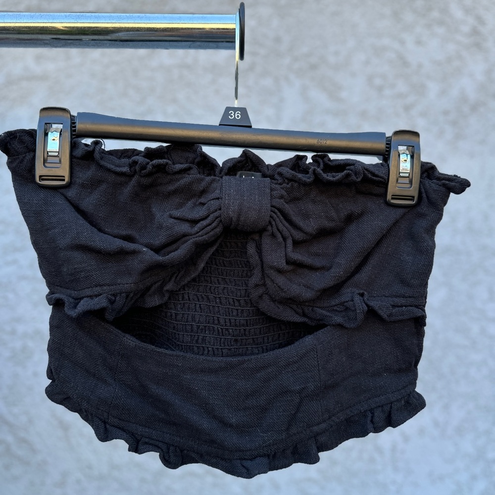 Black Ruffle Tube Top